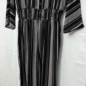 Elegant Black and White Striped Dress